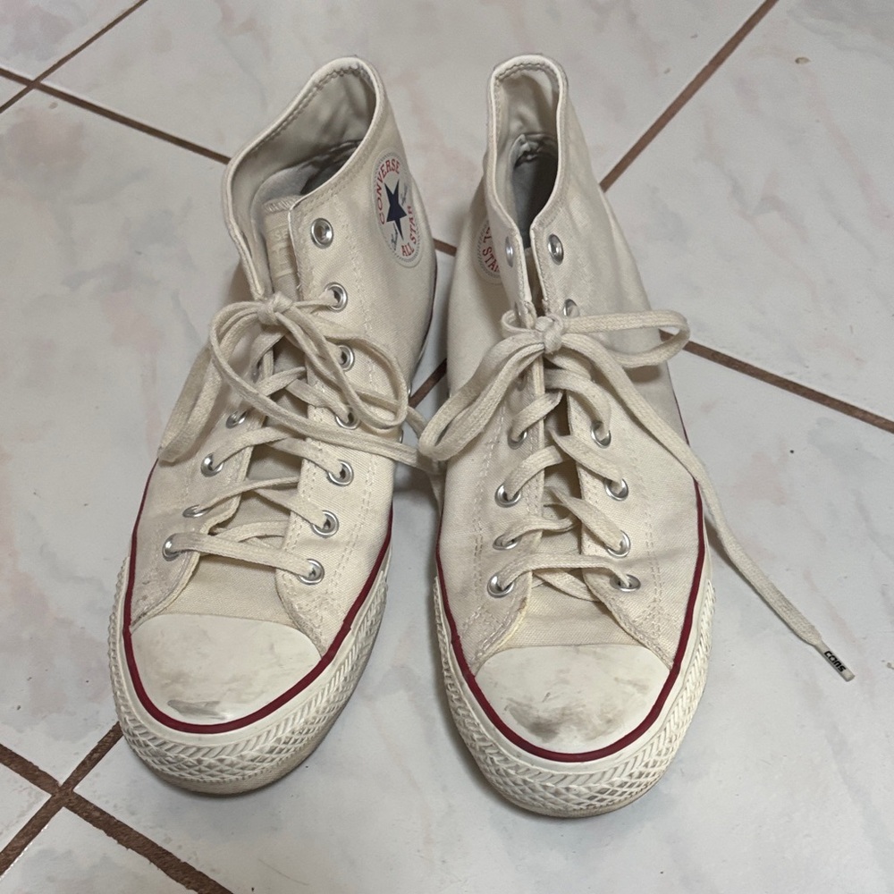 Converse Mid -Top Skate Sneakers in Off-White